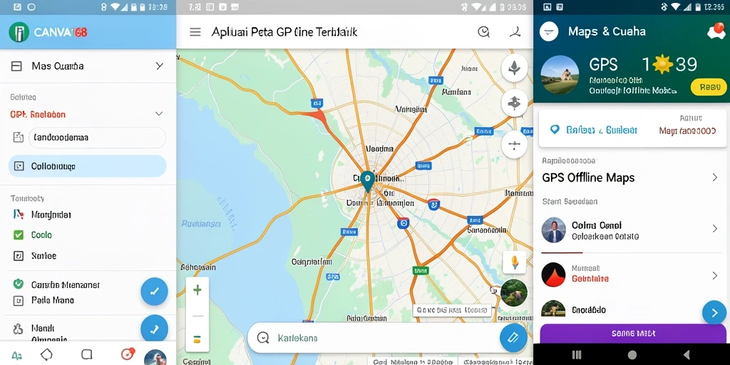 Antarmuka aplikasi GPS Offline Maps CANVA168 yang user-friendly.