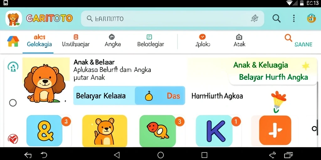 Screenshot utama GARITOTO menampilkan fitur belajar interaktif untuk anak.