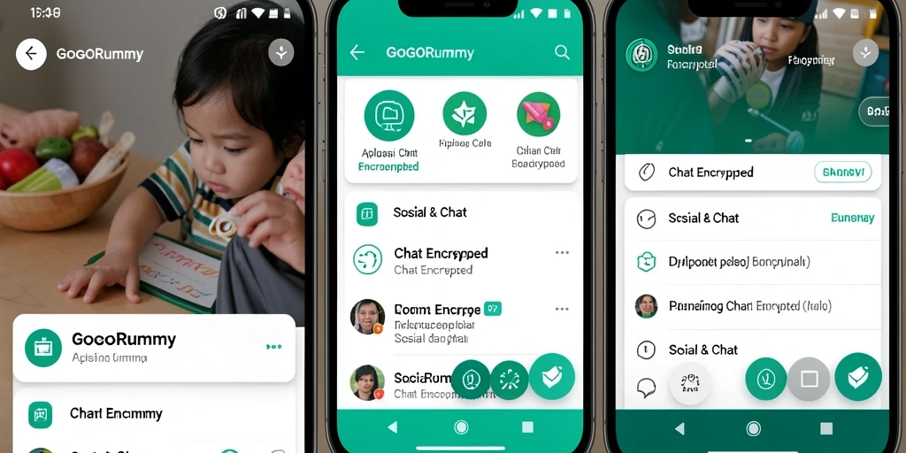 Tampilan antarmuka GOGORUMMY yang menarik dan fitur chat yang aman.