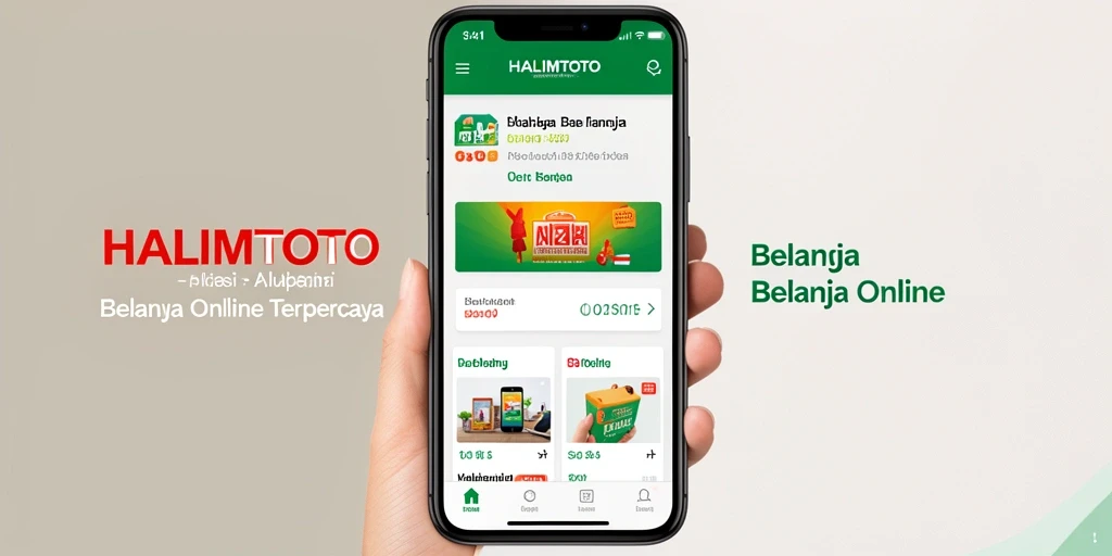 Tampilan antarmuka aplikasi Belanja Online HALIMTOTO yang menarik dan efektif.