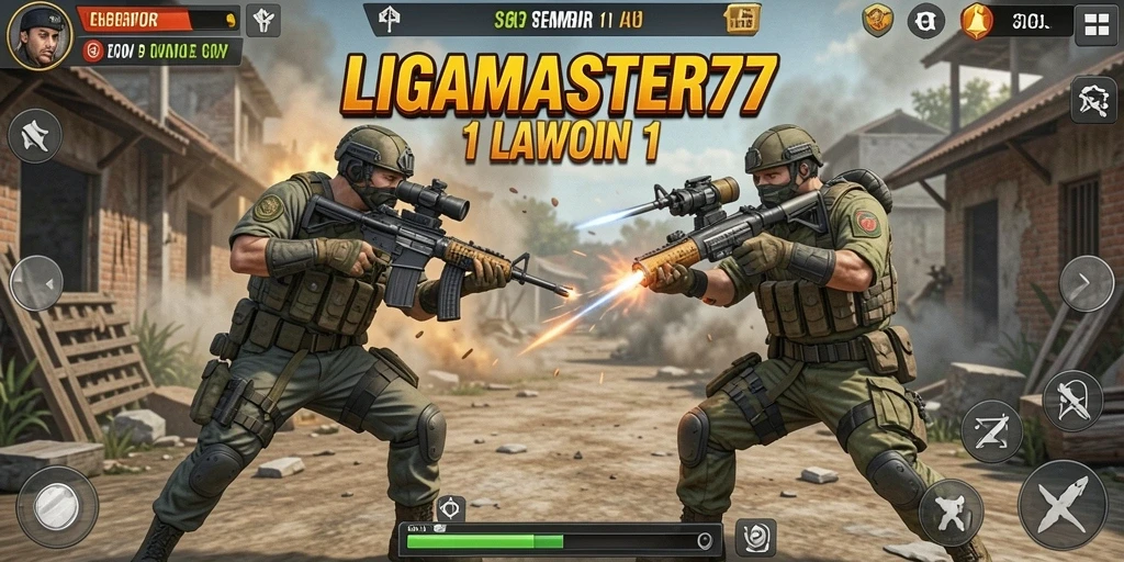 Antarmuka pertempuran LIGAMASTER77 yang dinamis dan menarik.