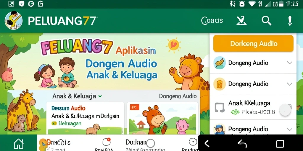 Antarmuka PELUANG77 yang ramah anak dengan berbagai pilihan dongeng audio.