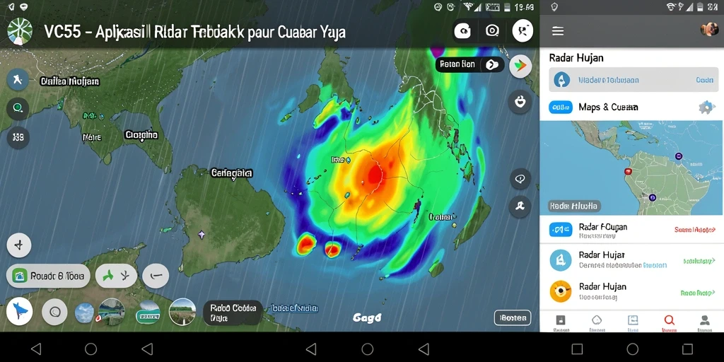 Antarmuka VC55 menampilkan informasi Radar Hujan secara jelas dan interaktif.
