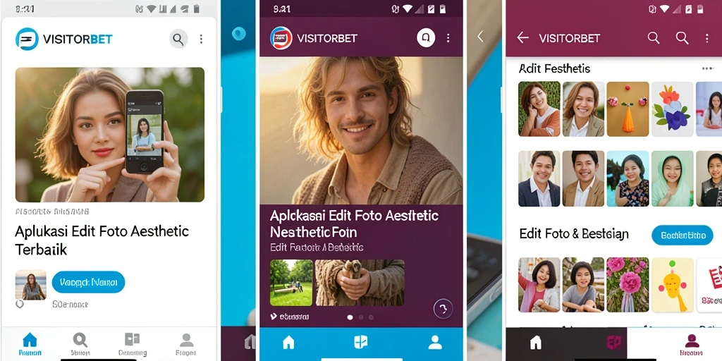 Screenshot utama VISITORBET yang menunjukkan antarmuka pengeditan foto aesthetic.